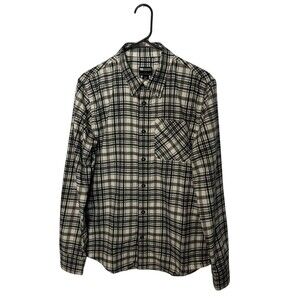 Outdoor Research Shirt Mens Small Bone White Plaid Kulshan Flannel Long Sleeve